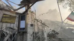 ساختمان کنسولگری ایران در دمشق پس از حمله هوایی