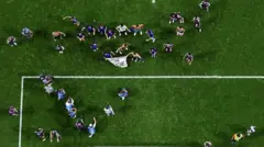 Los jugadores de la selección argentina tras pasar a la final del Mundial.