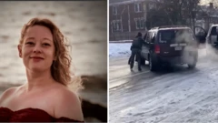 Renee Good'un güzel elbiseli bir fotoğrafı ve vurulduğu anın videosundan alınan bir görüntü yan yana kesilerek tek bir foto yapılmış