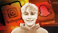 Malla sochli bola kulib turupti. Orqasida ijtimoiy tarmoqlarning logolari kollaj qilingan.