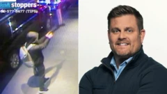 Screengrab of Brian Thompson and CCTV footage of di suspect