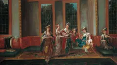 Jean-Baptiste Vanmour'un tablosunda, 1720'lerde sarayda kahve içen kadınlar.