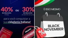Montagem com anúncios para se retirar cidadania italiana