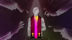 성직자에게 손가락질하는 사람들 일러스트