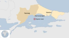 depremin merkez üssünü gösteren bir harita