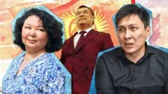 Qəzet parçaları üslubunda kollaj: Leyla Saralaeva, Bolot Temirov Sadır Cəfərovun fonunda