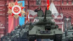 Tanques en la Plaza Roja de Moscú.