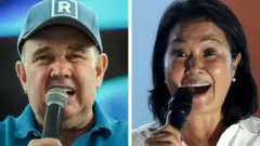 Rafael López Aliaga y Keiko Fujimori hablando al micrófono
