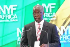 Le Premier ministre Raymond Ndong Sima, ici en 2012 lors de l 'ouverture du New York Forum Africa à Libreville.