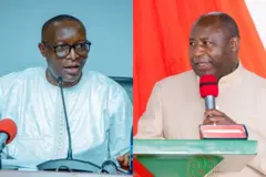 Minisitiri Edouard Bizimana (ibumoso) na Perezida Ndayishimiye (iburyo) mu bihe bitandukanye