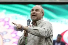 Mohammad-Bagher Ghalibaf discursa em um comício em Teerã, Irã. Foto de arquivo.