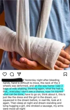 Foto de um homem com braço enfaixado