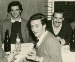 Alfredo "Pancho" Delgado, Alfredo Cibils y Numa Turcatti en una cena del club Loyola a mediados de 1972.
