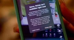 TikTok'un kapatıldığına ilişkin mesaj