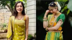 रश्मिका मंदाना और कीर्ति सुरेश साड़ी पहने हुए