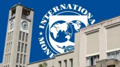 የሕዝብ ተወካዮች ምክር ቤት ሕንጻ እና የአይኤምኤፍ አርማ 