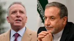 अमेरिकेचे मध्यपूर्वेतील विशेष दूत स्टीव्ह विटकॉफ (डावीकडे) आणि इराणचे परराष्ट्रमंत्री अब्बास अरागची (उजवीकडे)