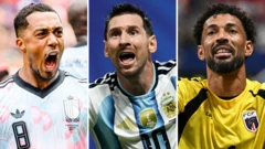 Montagem mostra Youri Tielemans, Lionel Messi e Vozinha.