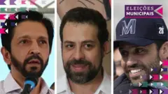 Alternative description Montagem com imagens dos candidatos a prefeitoestrela bet ganhar 5 reaisSão Paulo Ricardo Nunes, Guilherme Boulos e Pablo Marçal