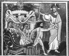 Jesus no inferno em gravura de autor desconhecido do século 14