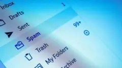 Una foto de varias carpetas de un computador, con Spam señalada