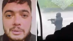 逃走した受刑者（左）と武装した襲撃犯
