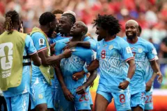 Les joueurs Congolais célébrant leur but