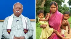 मोहन भागवत आणि मुलांसह महिला