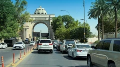 المنطقة الخضراء المحصنة في بغداد، حيث نفذت قوات الأمن العراقية مداهمات ليلية واعتقالات في إطار حملة لمكافحة الفساد، في بغداد، العراق، 29 يونيو/حزيران 2026. 