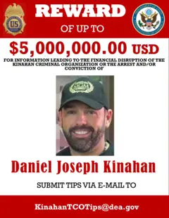 Cartaz do Departamento de Estado americano com a recompensa oferecida por Daniel Kinahan
