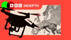 A treated image showing drones with a partial map below