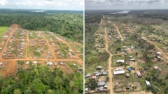 Mesma região registrada em 2021 e em setembro de 2025; foto mostra avanço de desmatamento