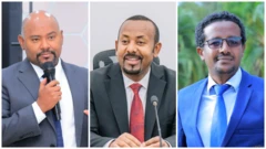 የአብን ሊቀ መንበር በለጠ ሞላ፣ ጠቅላይ ሚኒስትር ዐቢይ አህመድ እና የኢዜማ መሪ ኢዮብ መሳፍንት

