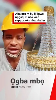 George Michael Uwakwe bụ nwaokoroọbịa na-eji aka ya arụpụta ọkụ chandelier n'Abịa steeti.
