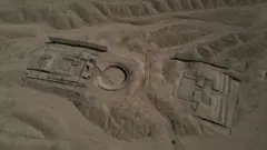 Vista aérea de Peñico, o local de escavação arqueológica no norte do Peru