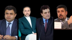 از راست به چپ، رحمت‌الله نبیل، لطیف پدرام، صلاح‌الدین ربانی، فضل و محمود فضلی.