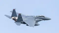 F-15E fighter jet in air