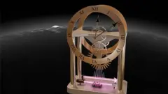 Ilustración artística de un reloj nuclear