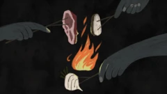 Ilustração de mãos cozinhando no fogo