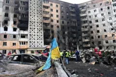 Apartamento bombardeado en Ucrania