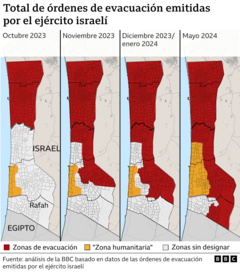 Gráfico sobre las zonas de evacuación de Gaza.