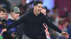 Mikel Arteta celebrates Arsenal reaching Champions League final