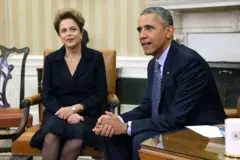 Dilma Rousseff e Barack Obama durante reunião bilateral na Casa Branca, em 2015