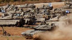 Tanques de Israel em zona de guerra