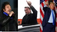 Milei, Bolsonaro e Trumphotline slotfotomontagem