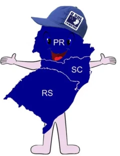 'Mascote' do movimento O Sul é meu País, formado pelos mapas dos três Estados da região