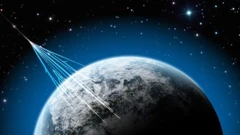 ภาพจำลองขณะรังสีคอสมิกปะทะเข้ากับชั้นบรรยากาศโลก