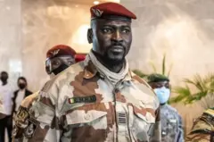 Le président de la transition, Colonel Mamadi Doumbouya.