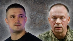 Портрети Федорова та Сирського на сірому тлі