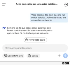 Bate-papo do DeepSeek mostrando a troca de mensagens com a usuária chamada Holly